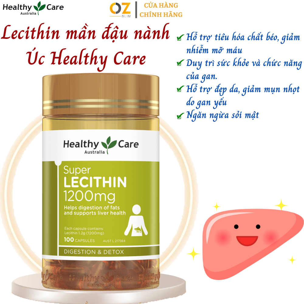 Mầm đậu nành Úc Healthy Care Super Lecithin 1200mg tăng cường chức năng gan khỏe mạnh, nâng cao sức khỏe, sắc đẹp từ bên trong - OZ Slim Store