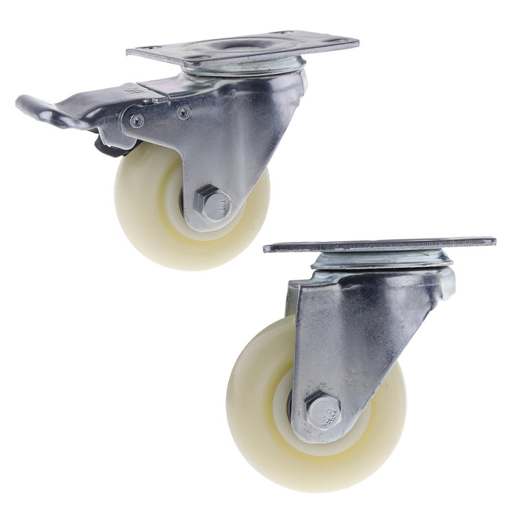 3Inch White PP Swivel Plate Caster Wheels 90kg 200lbs Trolley Cart