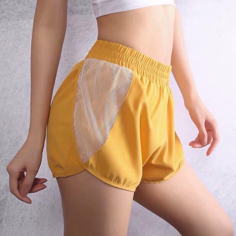 Quần Sort Đùi Thể Thao Nữ Phối Lưới 2 Lớp