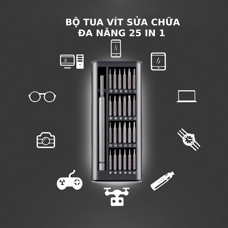 [Có sẵn] Bộ tua vít đa năng từ tính 25in1 sửa điện thoại độ chính xác cao