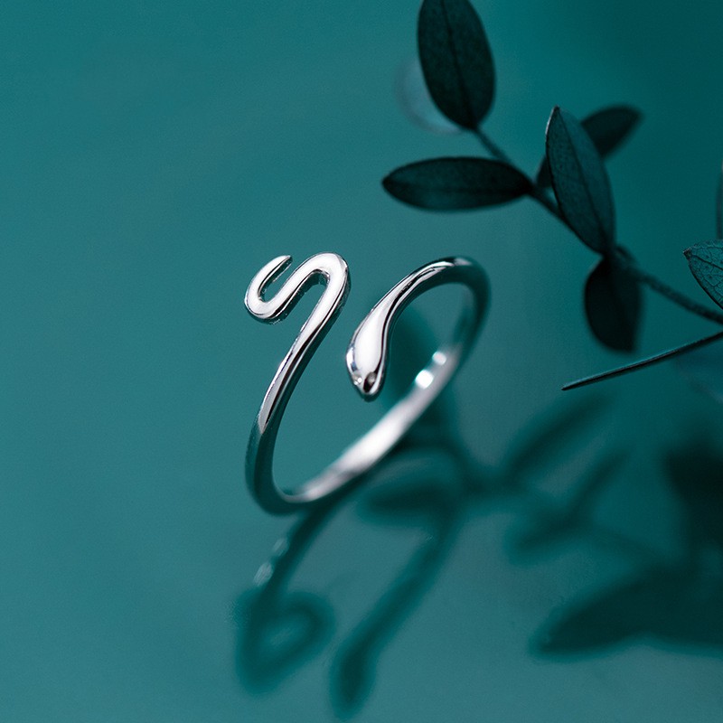 Nhẫn Bạc Nữ Cá Tính, Nhẫn Rắn Nữ Thiết Kế Dạng Hở Điều Chỉnh Được Size - N2623 - Bảo Ngọc Jewelry