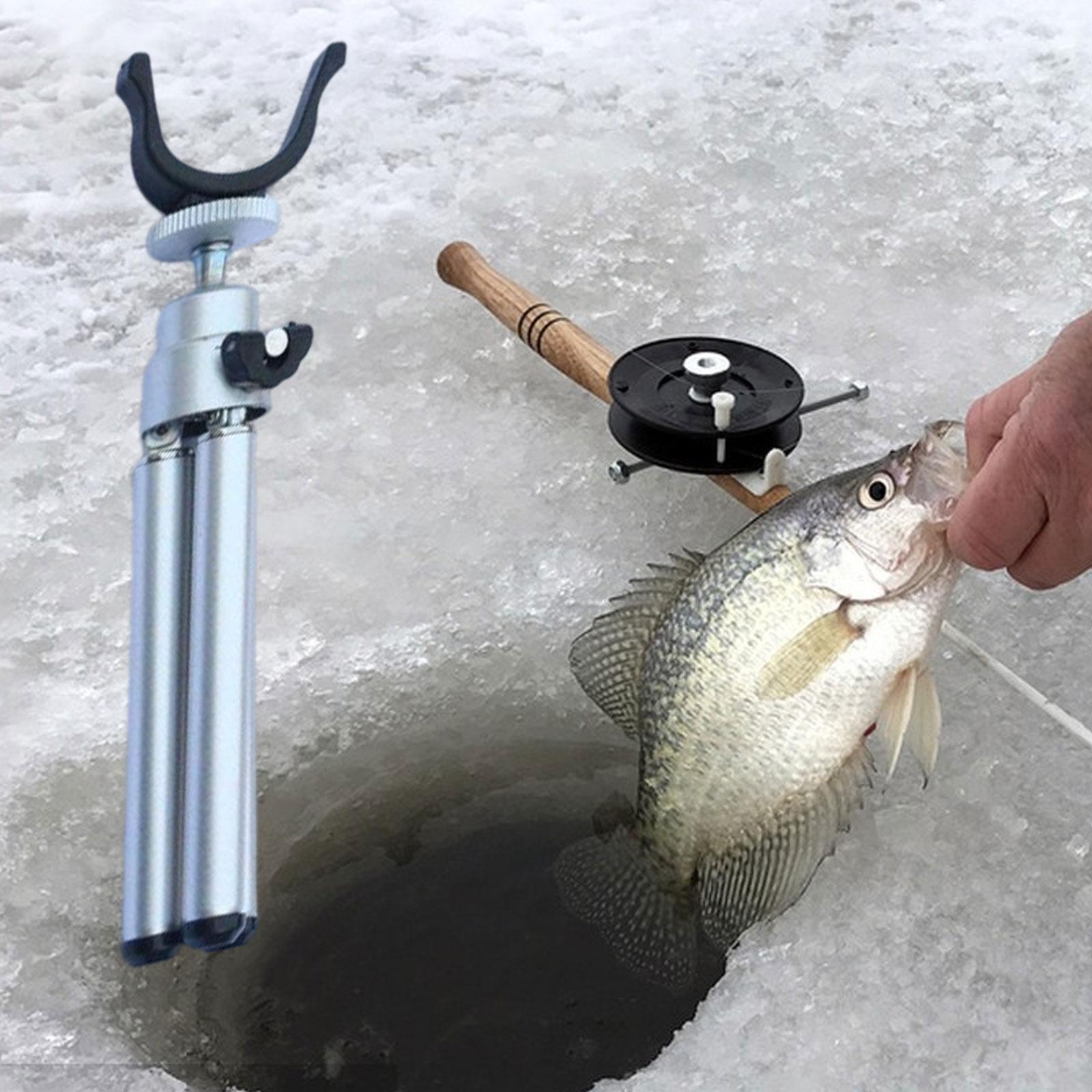 Fishing Pole Holder Ice Fishing Rod Tripod Alloy Fishing Gear Collapsible Folding Triangle Ice Fishing Rod Bracket Tripod Fishing Rod Holder