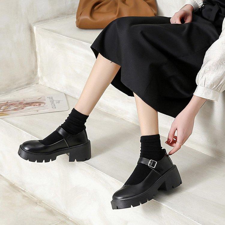 Giày Mũi Tròn Đế Dày 6cm Thời Trang Thanh Lịch Cho Nữ