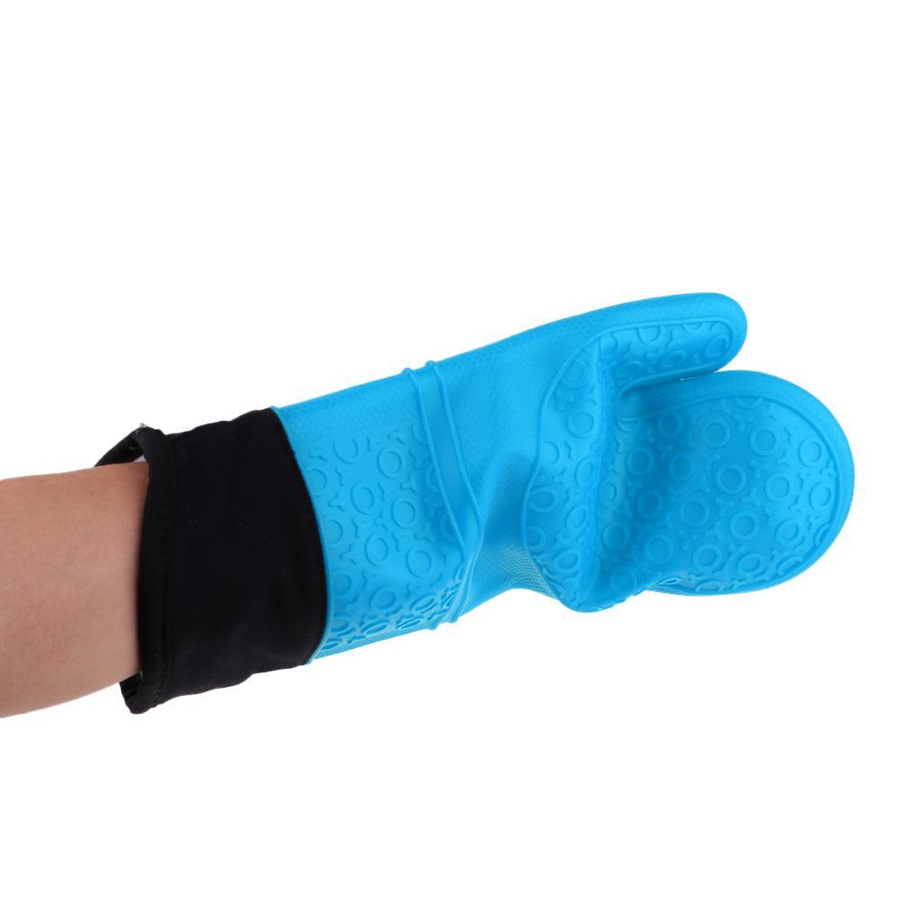 2pcs Heat Resistant Silicone Oven Gloves Baking Cooking BBQ Grilling