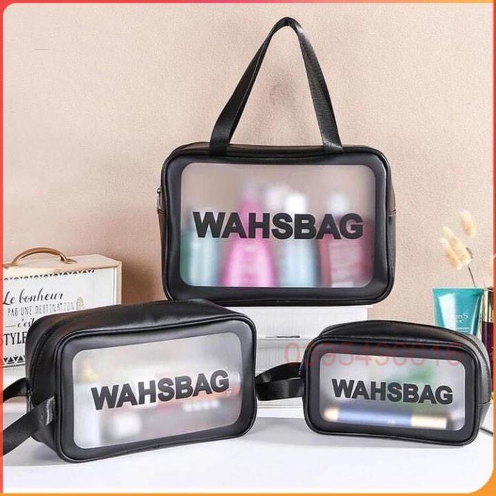 Bộ 3 Túi đựng mỹ phẩm du lịch MÀU ĐEN chứa đồ trang điểm sang trọng Washbag trong suốt chống thấm nước tiện dụng