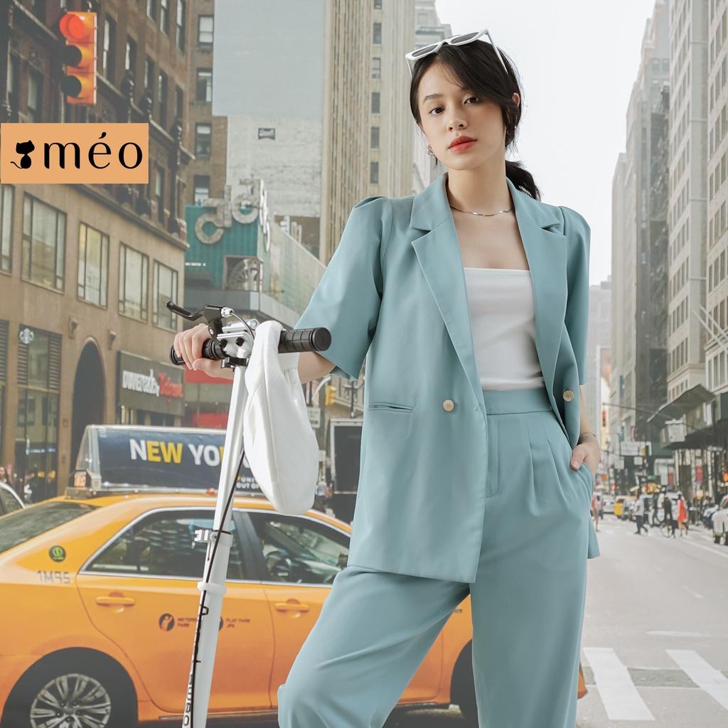 Áo blazer nữ Méo shop cộc tay có túi nắp Posh