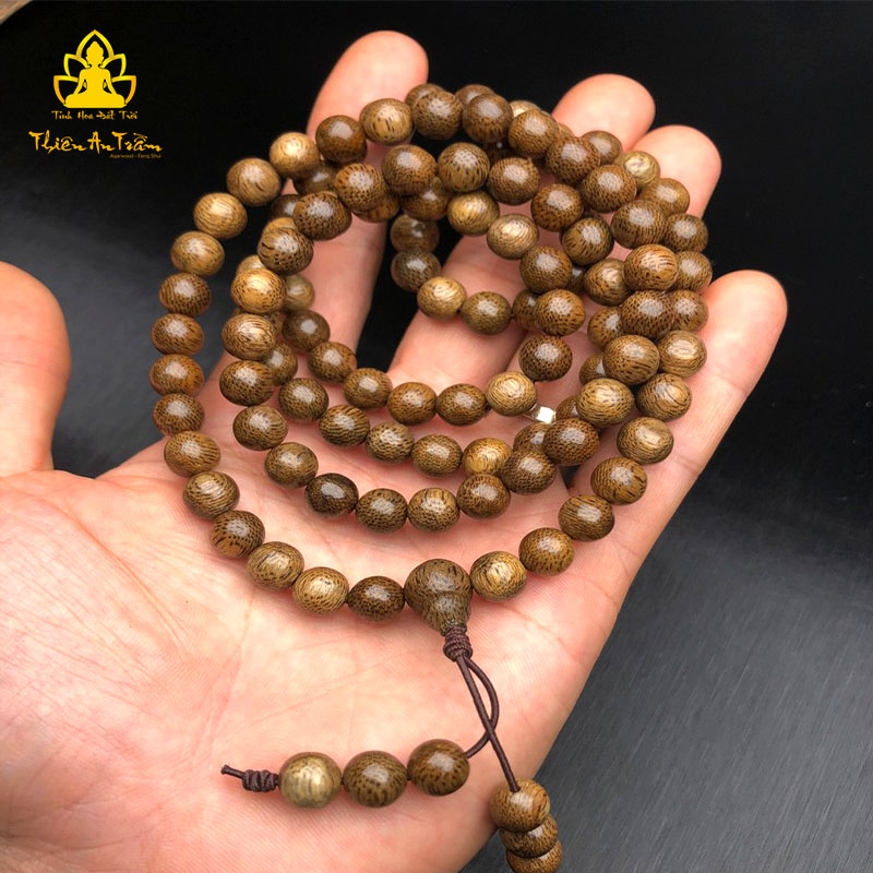 Chuỗi trầm hương 108 hạt - chuỗi trầm hương tốc tự nhiên cao cấp tài lộc hanh thông - Size 6mm