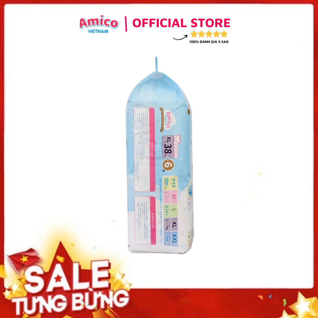 Bỉm - Tã quần Amico size XL 38 + 6 miếng (Cho bé 12- 17kg)