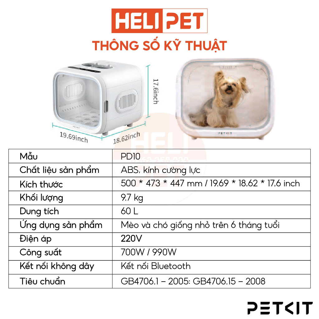 Lồng Sấy Tự Động Cho Chó Mèo, Máy Sấy Cho Chó Mèo Petkit Air Salon Max - HeLiPet