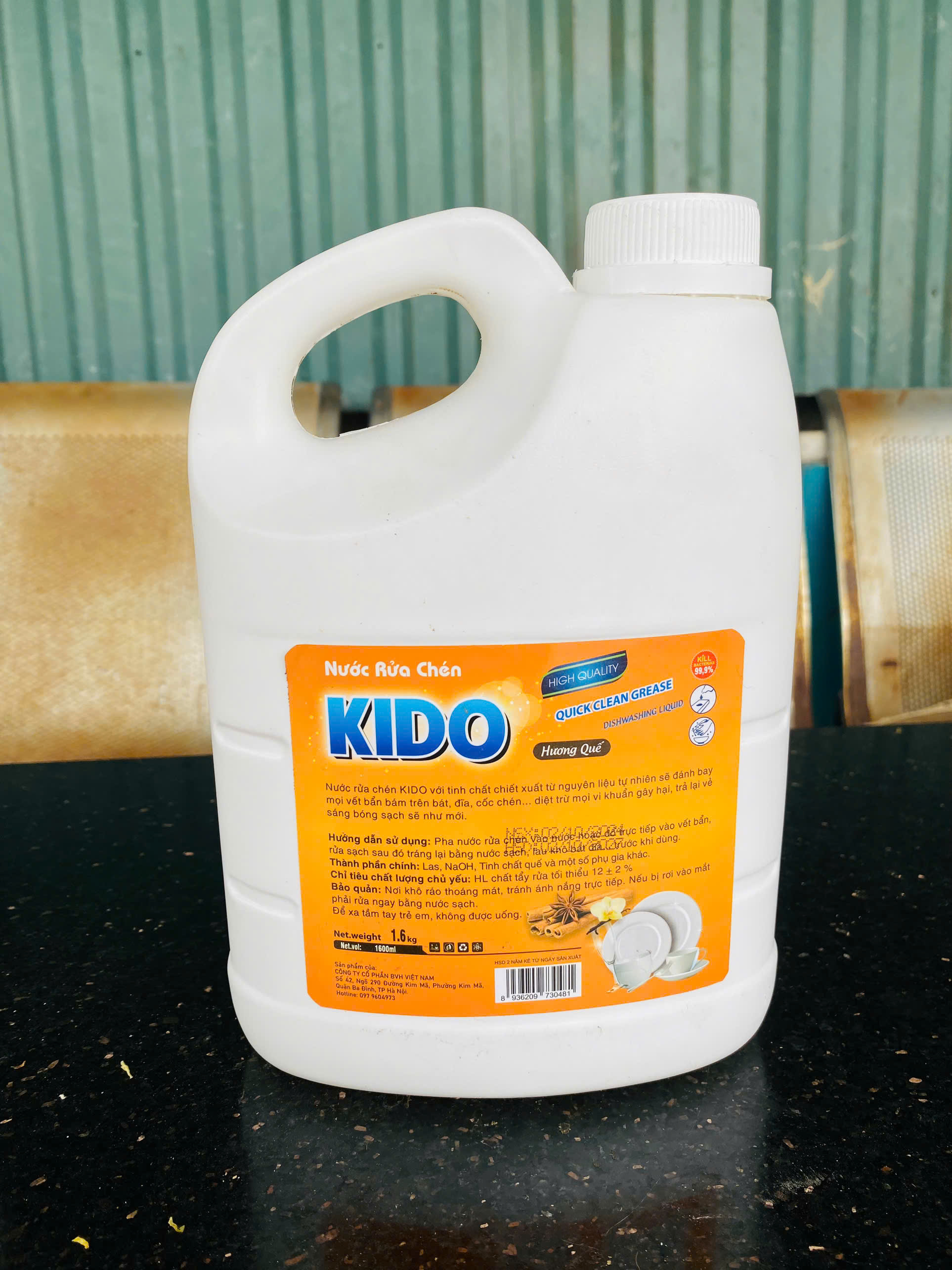 Nước Rửa Chén KIDO Hương Quế 1,6 Lít - Sạch Bóng Chén Đĩa, Thơm Mát Hương Quế Tự Nhiên
