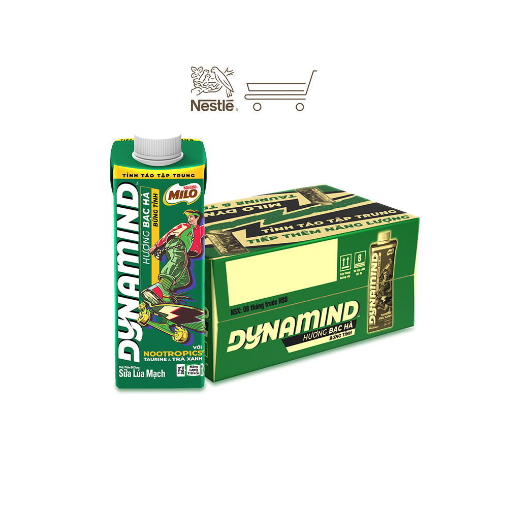 Thùng 24 hộp sữa lúa mạch MILO Dynamind Bạc Hà 200 ml (24*200ml)