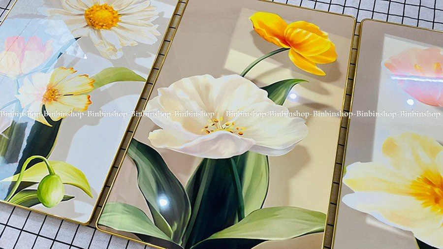 TRANH TRÁNG GƯƠNG - TRANH TREO TƯỜNG HOA POPPY - TRANH TREO PHÒNG KHÁCH SANG TRỌNG