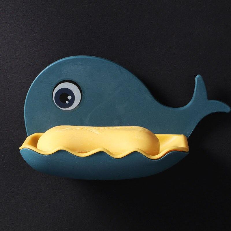 Whale Shape Seamless Wall-Mounted Soap Bathroom Shower Soap Holder Dish Storage Plate Tray Bathroom Supplies Bathroom Gadgets