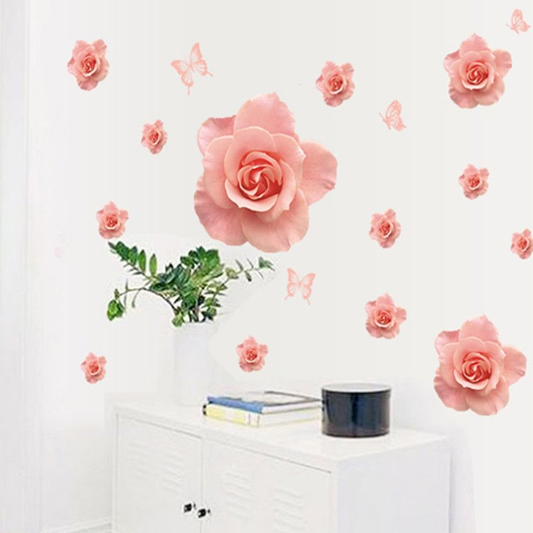 Decal dán tường pink rose