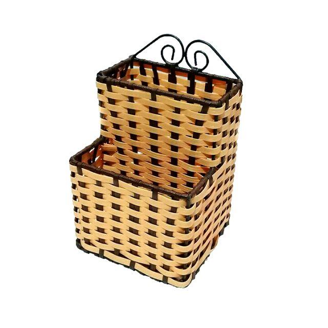 Ống nhựa giả mây vuông 2 ngăn- Đựng viết- đũa muỗng- bàn chải