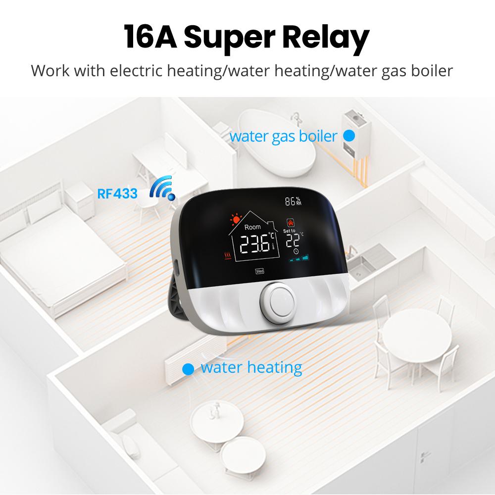Tuya WIFI Temperature Controller Weekly Programmable Temperature Timing Setting Mobilephone Tuya SmartLife APP Remotely Control Compatible with Yandex Alice Amazon Alexa and Google Home for Voice Control