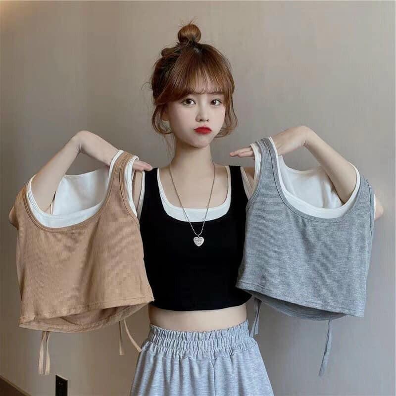 (mới) Áo ba lỗ croptop có đệm ngực hàng đẹp đi chơi đi tập đều đẹp