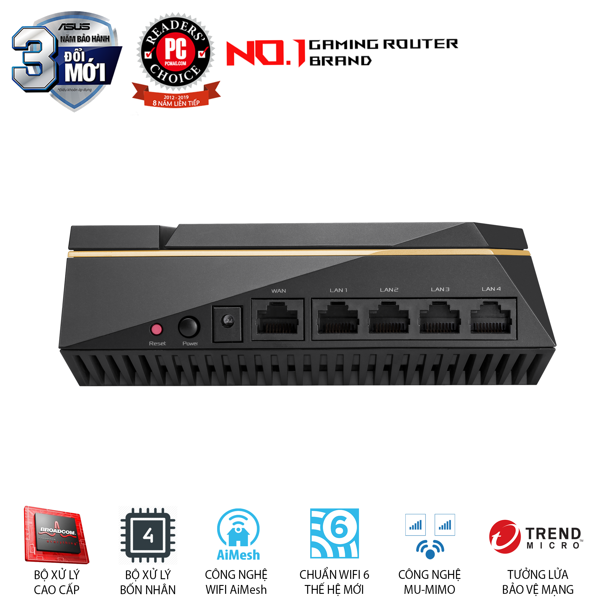 Router Wifi Mesh Asus RT-AX92U 3 Băng Tần AX6100 - Hàng Chính Hãng