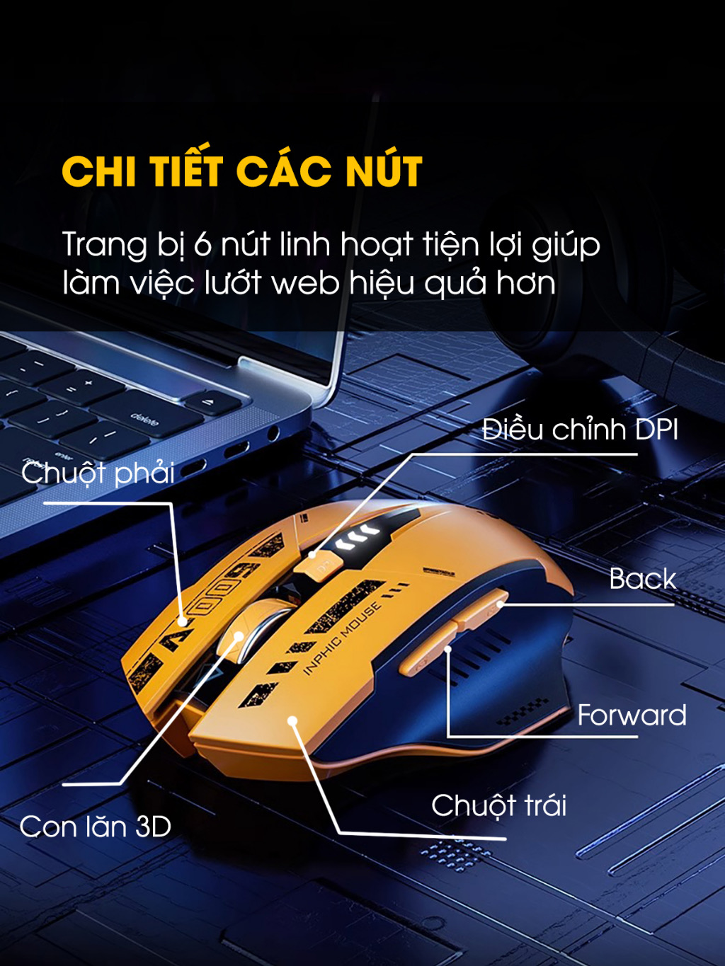 ￼Chuột không dây bluetooth TEKKIN A9 gaming máy tính 6 nút silent tắt âm led hiển thị pin gundam game công thái học rob - hàng nhập khẩu