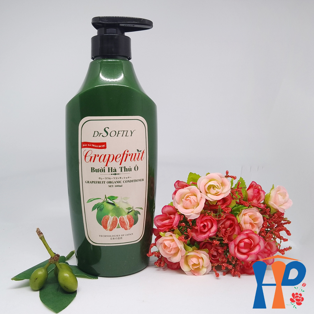 Dầu xả thảo dược Bưởi Hà Thủ Ô DrSoftly Grapefruit Organic Conditioner (sạch gàu, ngăn ngừa gãy rụng, xơ rối, dưỡng tóc đen mượt) Hani Peni