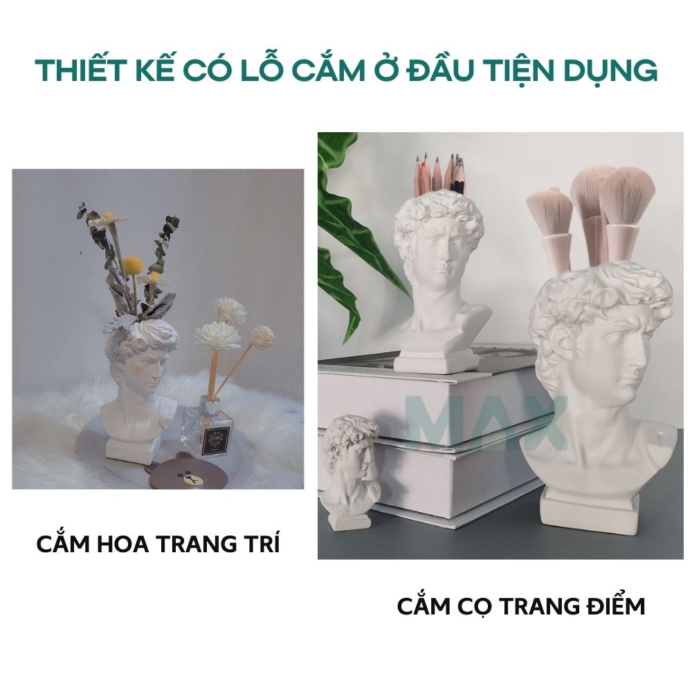 Mô hình đầu tượng David, tượng đầu người bằng nhựa thạch cao trắng dùng trang trí decor, tập vẽ kí họa,DIY