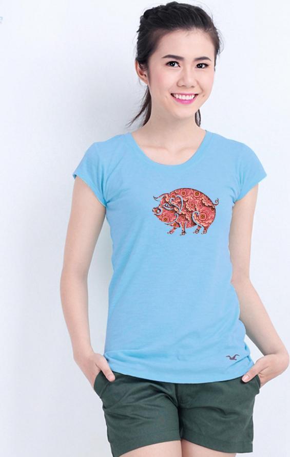 Áo Thun Nữ In Hình Heo Ú - Áo Hạnh Phúc