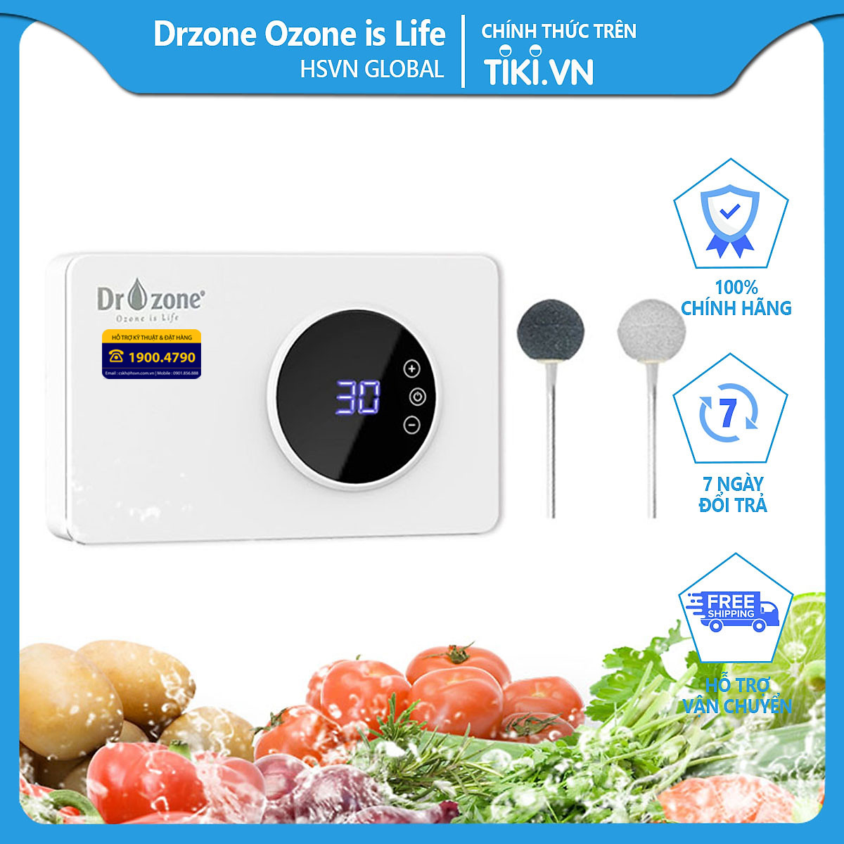 Máy rửa rau quả, khử độc thực phẩm  Dr.Ozone  400mg / giờ, khử trùng bình sữa màn hình cảm ứng - Hàng Chính Hãng