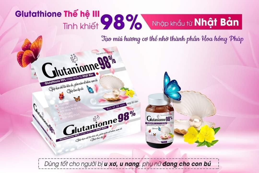 Viên uống trắng da chống nhăn,giảm nám,sạm da ,cải thiện trạng thái suy giảm nội tiết tố nữ GLUTANIONNE 98%(Hộp 30 viên)