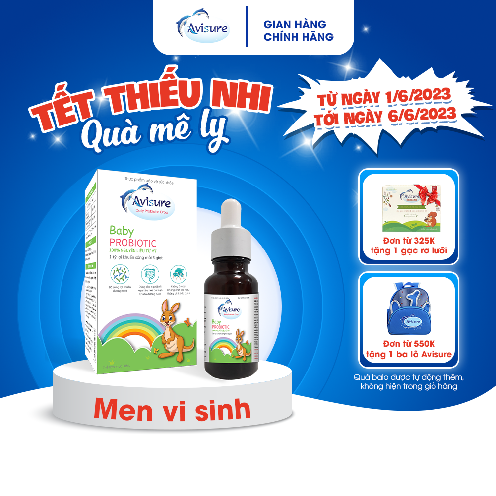 Avisure Baby Probiotic bổ sung 1 tỷ lợi khuẩn mỗi 5 giọt từ Mỹ cho bé ăn ngon, tiêu hoá tốt, đề kháng khoẻ