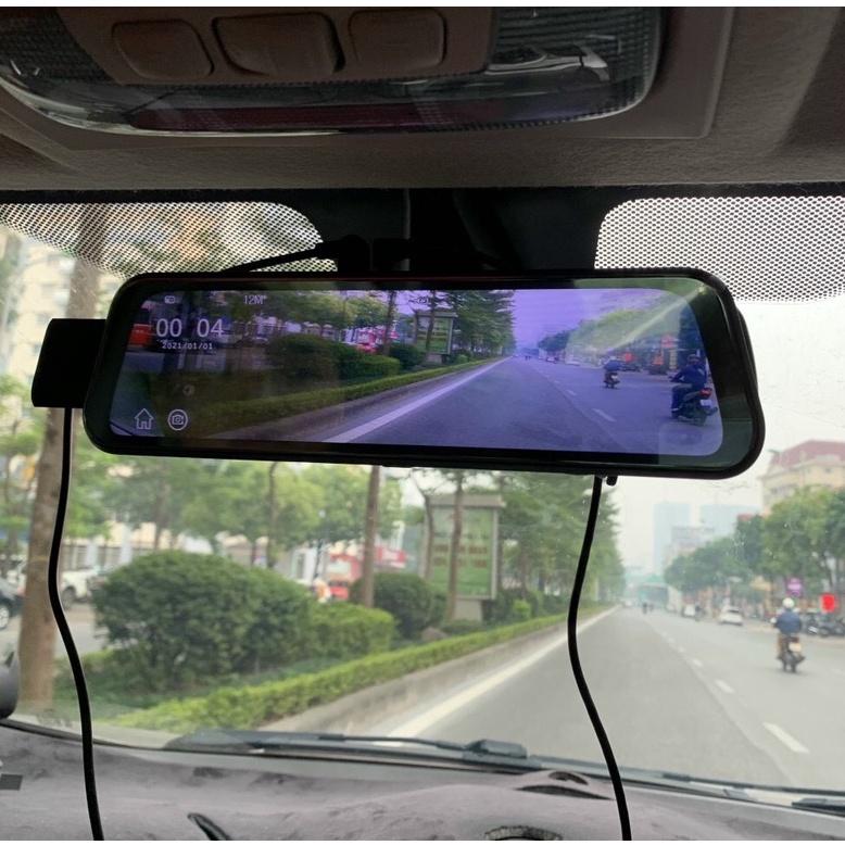 Camera hành trình ô tô X10 Full HD 1080p có kết nối điện thoại, gương chiếu hậu trước và sau, quay đêm sắc nét