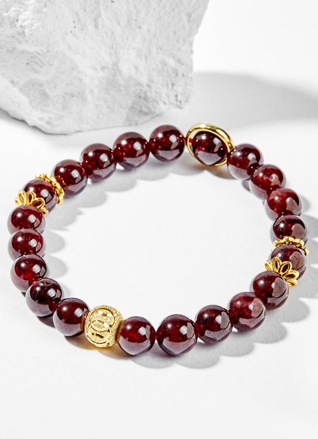 Vòng Tay Phong Thủy Nữ Đá Garnet Phối Charm Cầu Mệnh Hỏa, Thổ Ngọc Quý Gemstones