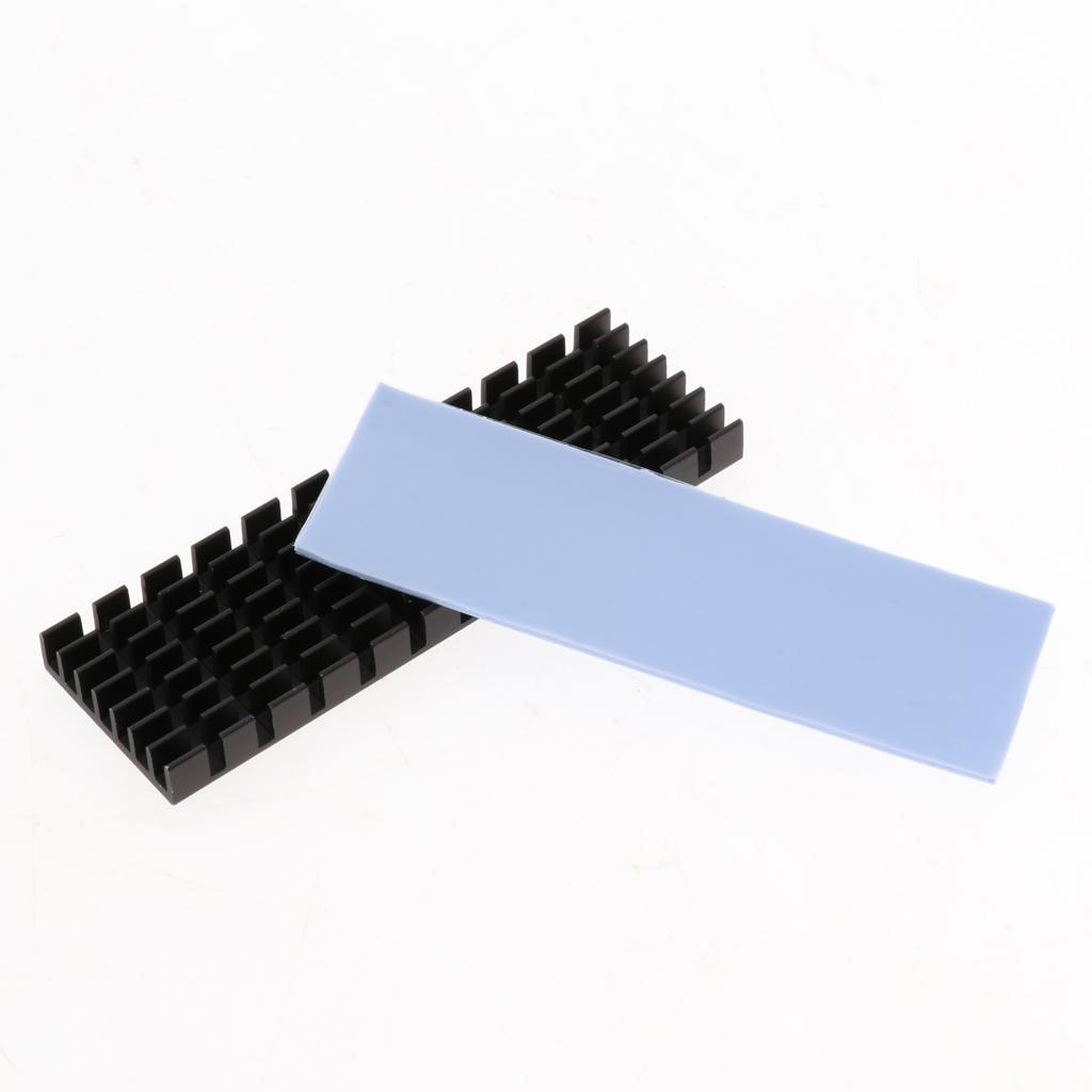 2Pcs M.2 NVMe 2280 PCI-e SSD Aluminum Heat Sink Cooler Thermal Pad Radiator