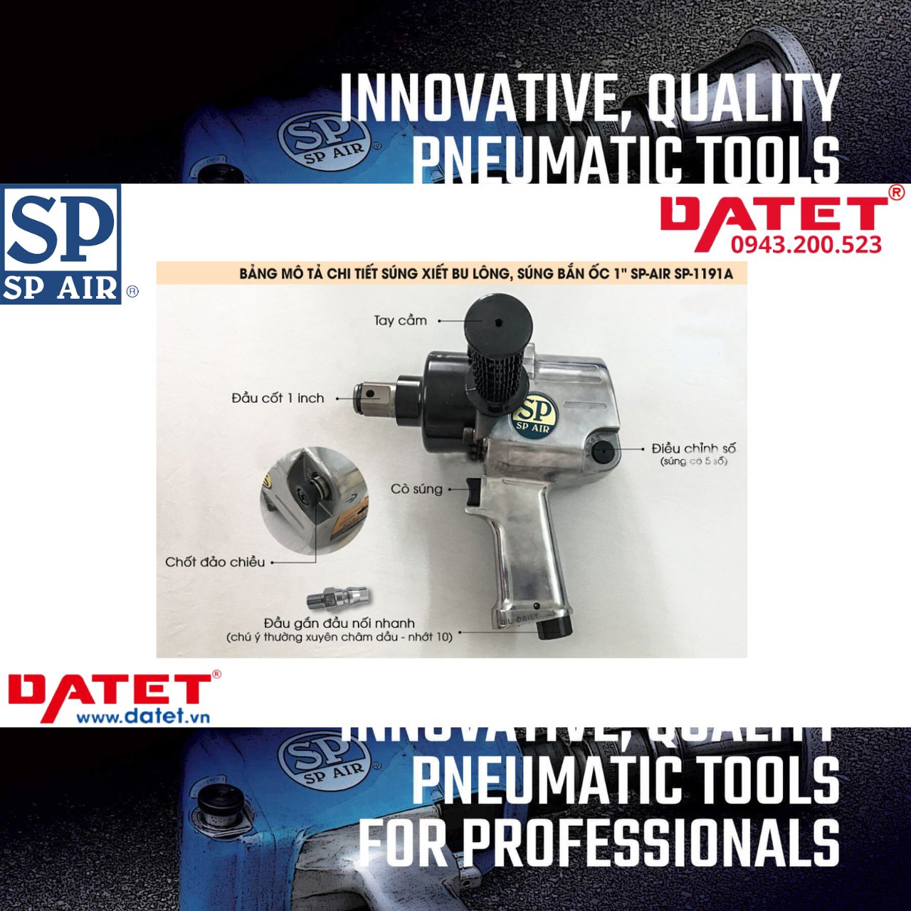 Súng bắn hơi 1 inch SP-1191A. Nhật Bản