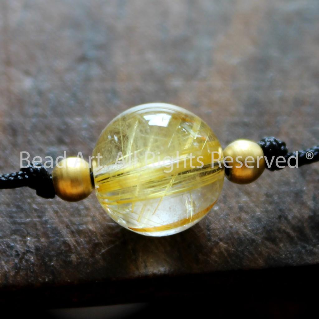Vòng Tay Phong Thuỷ Đá Thạch Anh Tóc Vàng, Golden Rutilated Quartz 9MM Tự Nhiên, Chuỗi Hạt, Mệnh Kim, Thổ - Bead Art