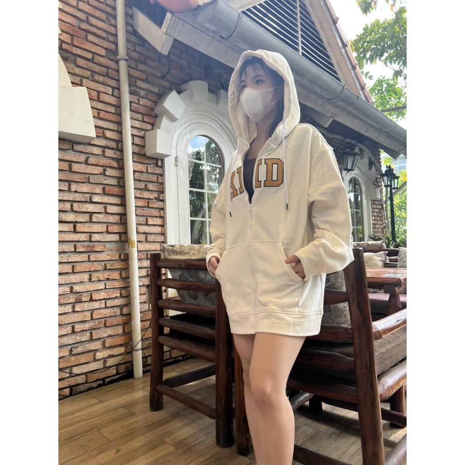 Áo Hoodie Zip Chữ Thêu KID CAO CẤP Form rộng ZoZo_unisex