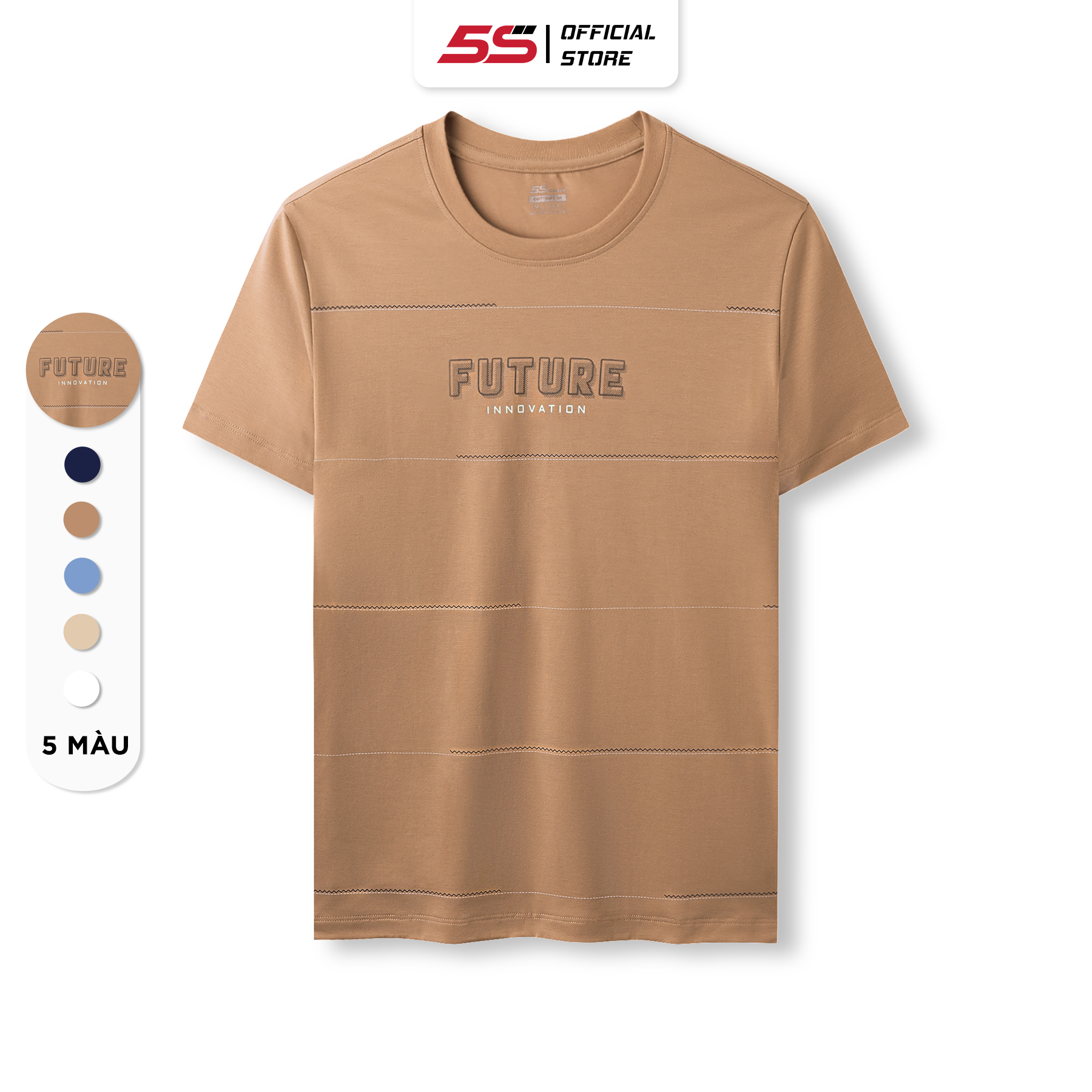Áo Thun Nam Ngắn Tay 5S FUTURE, Chất Cotton USA, Mềm Mịn, Thấm Hút, Mát, Co Giãn, In Trẻ Trung