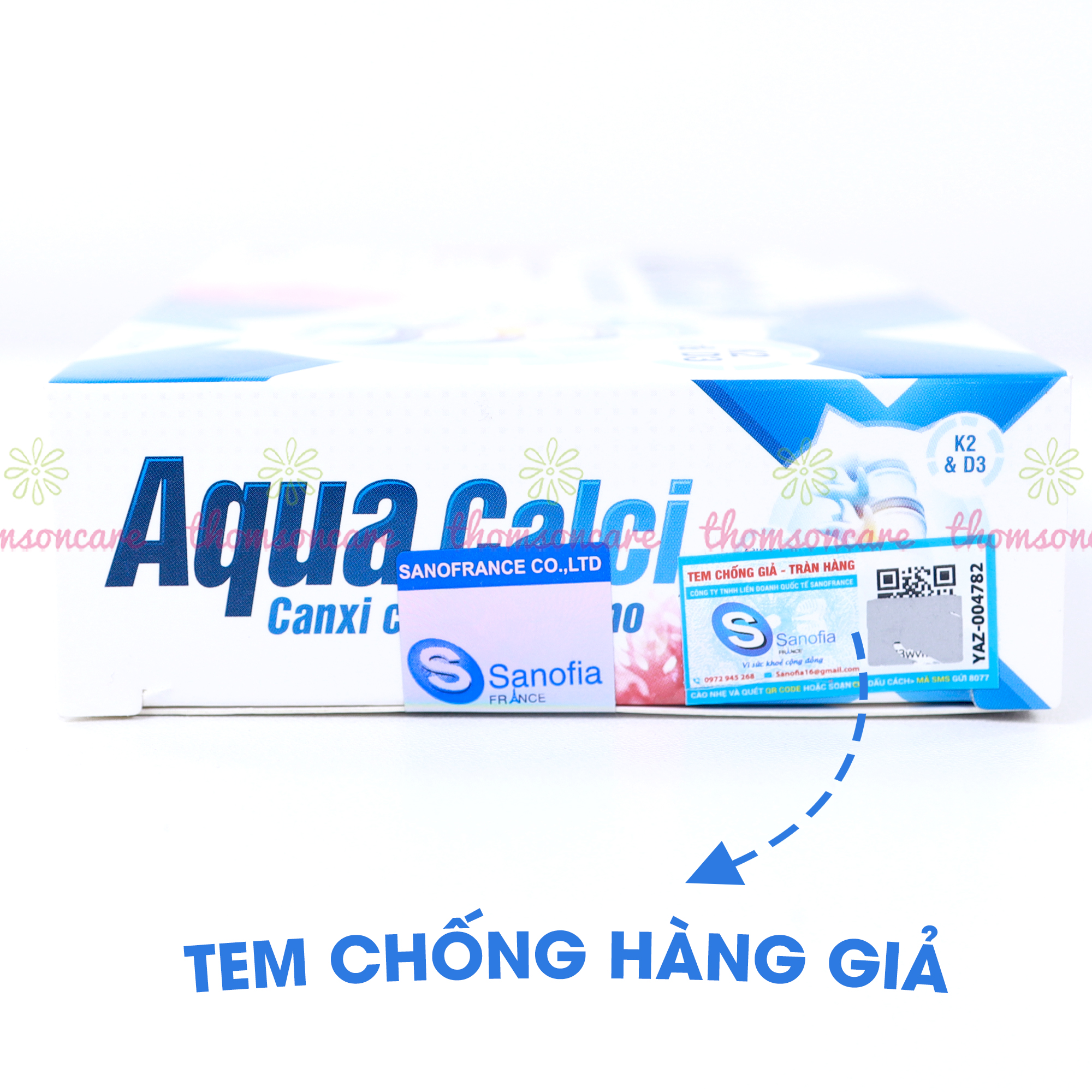 Canxi cho bé Aqua Calci Sanofia - Giúp bé phát triển chiều cao, giảm loãng xương ở người lớn từ Vitamin D3 K2 - Hộp 30 viên dạng vỉ