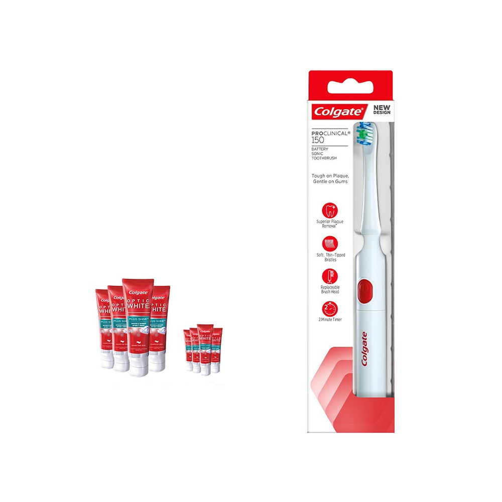 Bàn chải điện thông minh dùng pin Colgate B150 tặng bộ 8 kem đánh răng làm trắng sáng răng