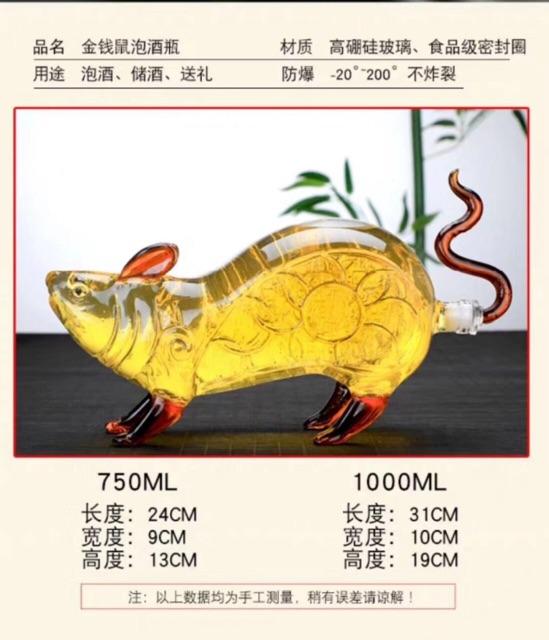 Bình đựng rượu hình chuột kim tiền 1000ml