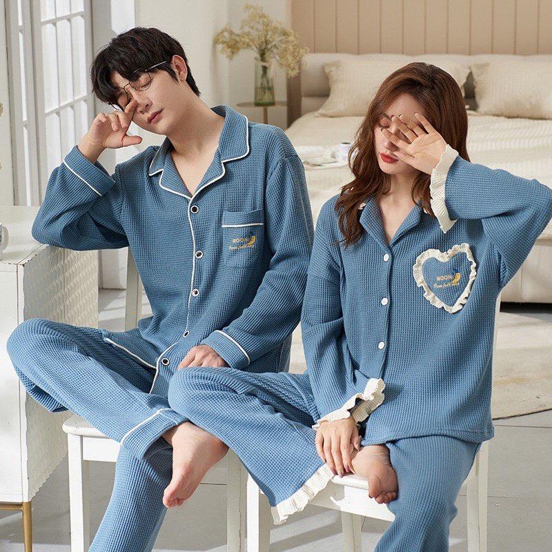 Bộ Ngủ Pijama Đôi Nam Nữ Chất Liệu Bông Cotton Mềm Mịn Co Giãn Hàng Cao Cấp QC