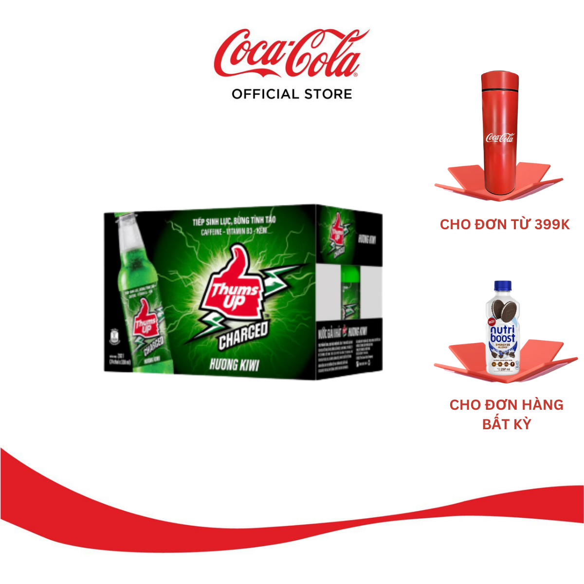 Lốc/Thùng 24 Lon Nước Tăng Lực Giải Khát Thums Up Hương Kiwi 320ml x 24 Sale 3.3 Coca-Cola Official Store