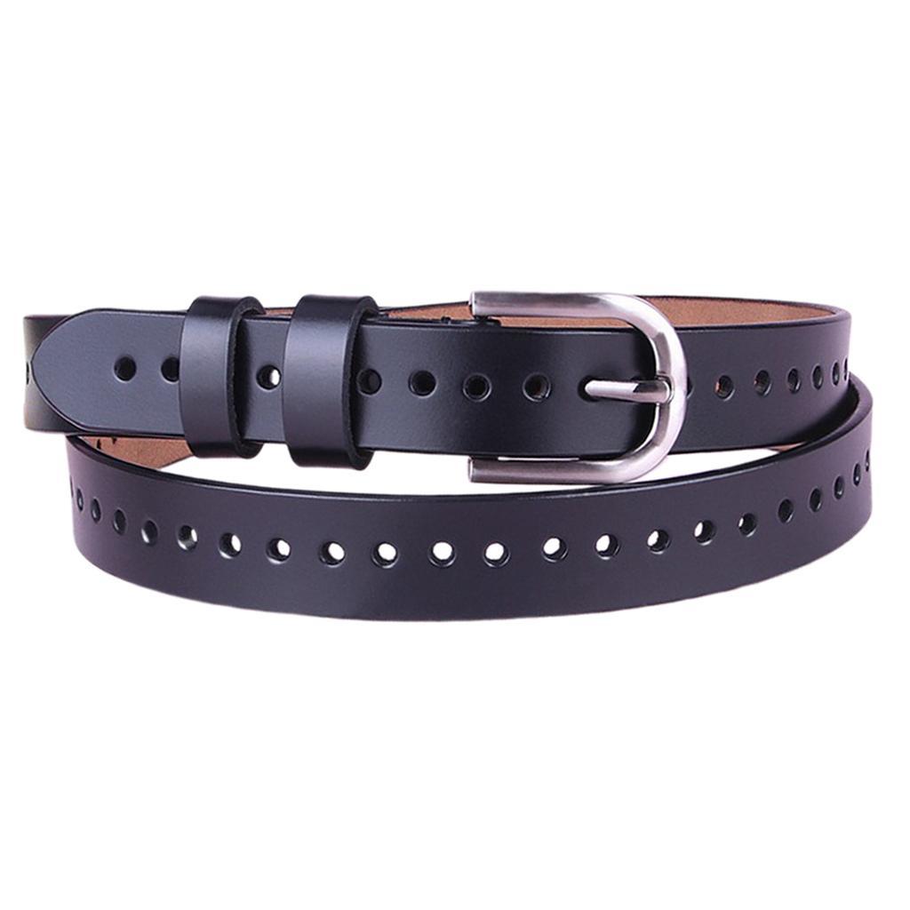 Stylish Soft Leather Belt Metal Eyelet Buckle Casual Waistband Waist Belt