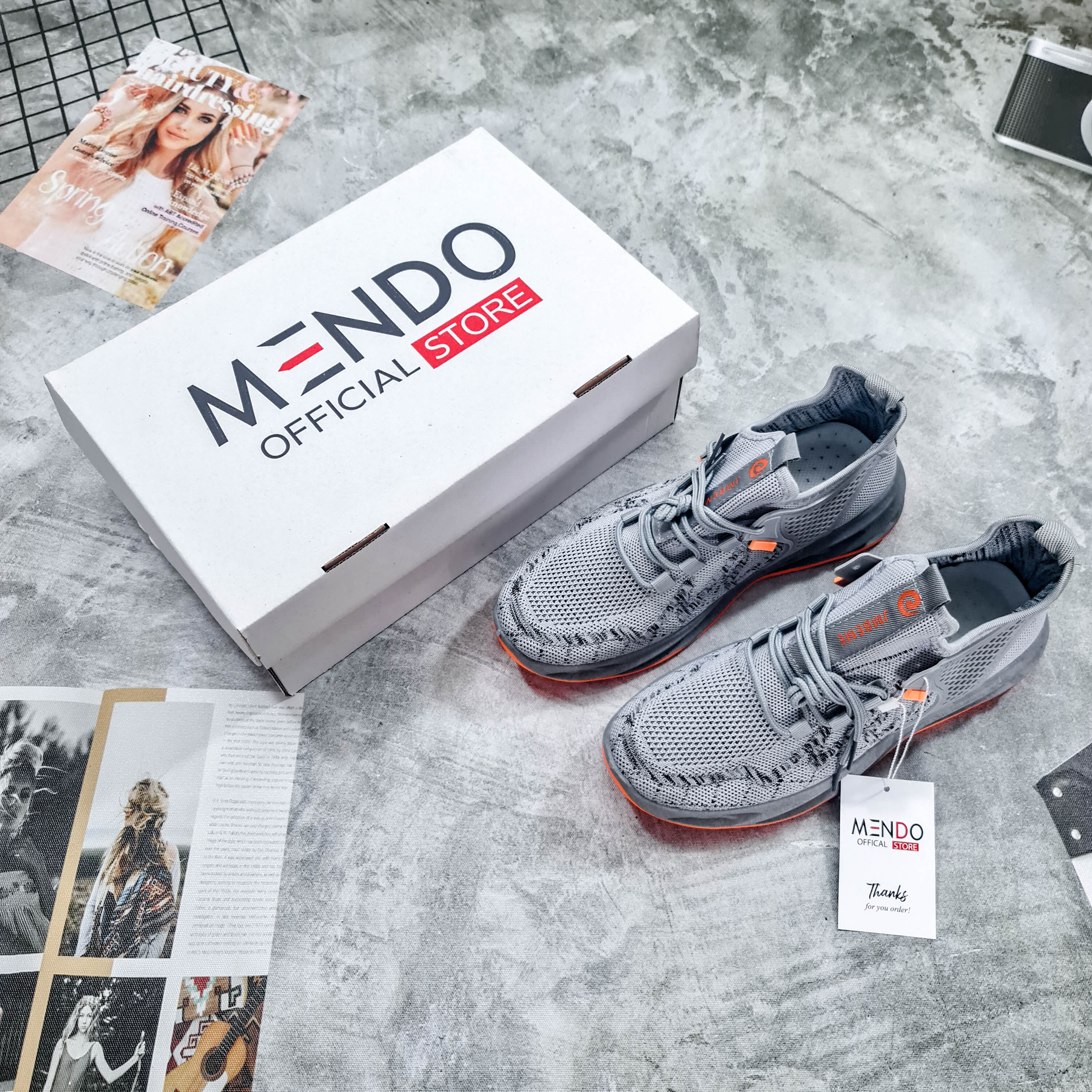 Giày Thể Thao Nam MENDO - Giày Sneaker Màu Xám - Đen, Phù Hợp Đi Chơi, Thể Dục Thể Thao - G5020