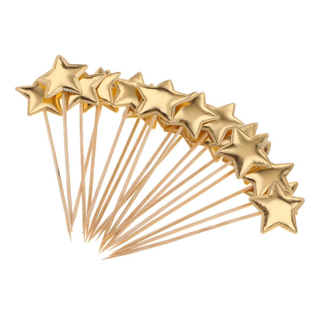 2x20 Pieces Star Cake Cupcake Topper for Birthday/Wedding Party Decor Gold