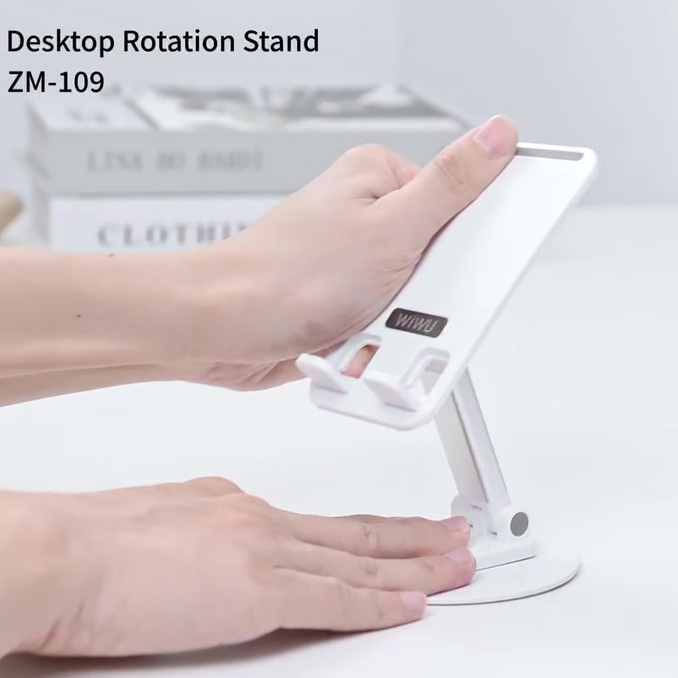 Giá đỡ kệ đỡ cho điện thoại xoay 360 độ hiệu WIWU Destop Rolation Stand ZM-109 - thay đổi chiều cao, xoay mọi góc độ, gấp gọn gàng khi không sử dụng - Hàng nhập khẩu