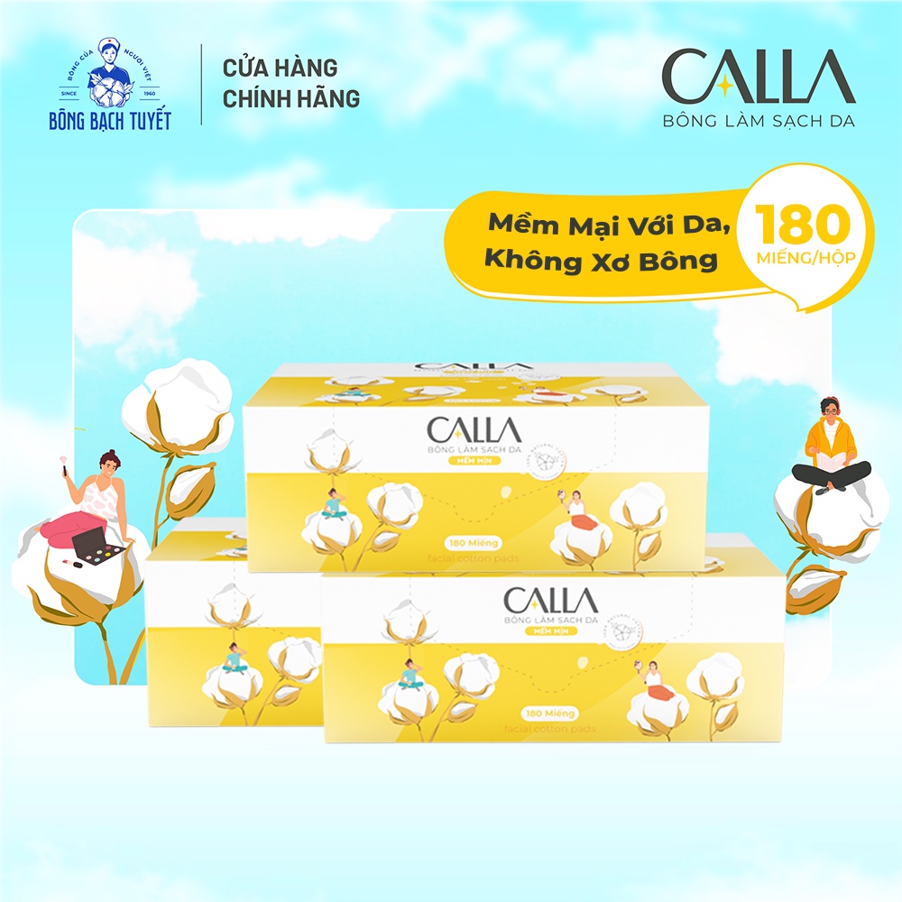 Combo 3 Hộp Bông tẩy trang làm sạch da Bông Bạch Tuyết Calla Mềm Mịn