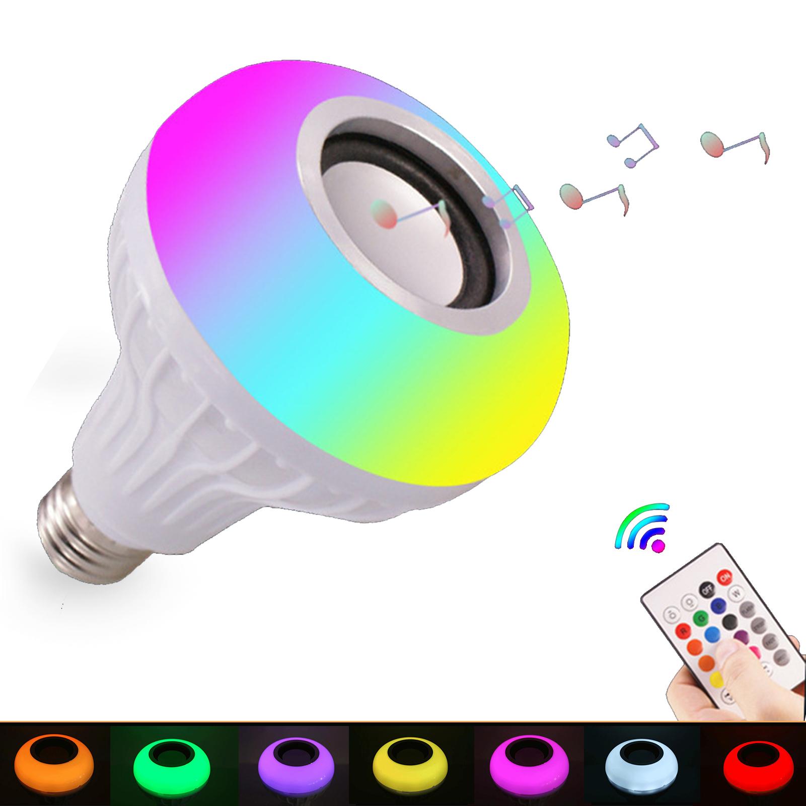 Bóng đèn âm nhạc thông minh LED E27, thay đổi 13 màu sắc, điều khiển từ xa, 4 chế độ, bluetooth 4.0