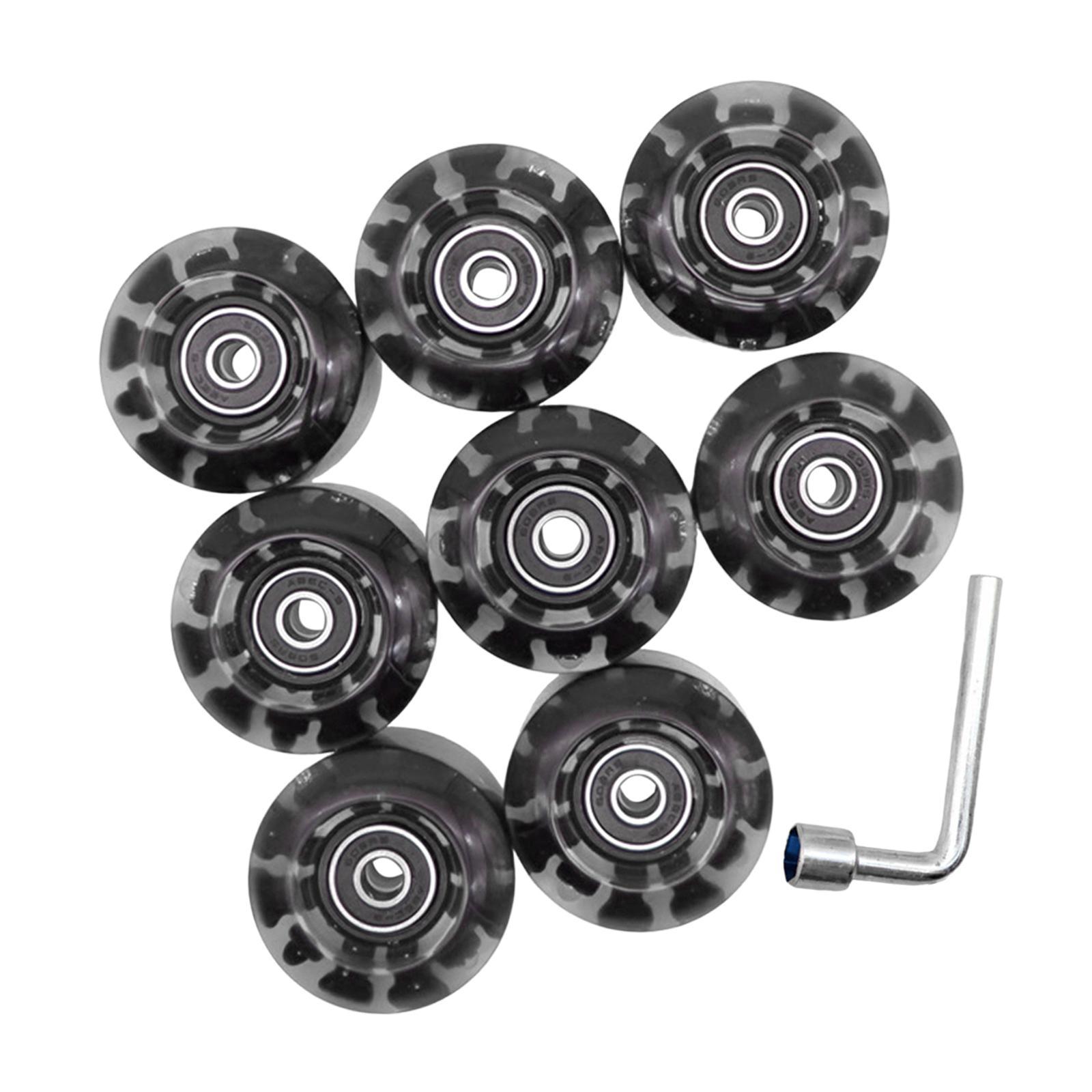 8Pcs Quad Roller Skate Wheels Durable 58mm x 32mm Luminous Skateboard Wheels