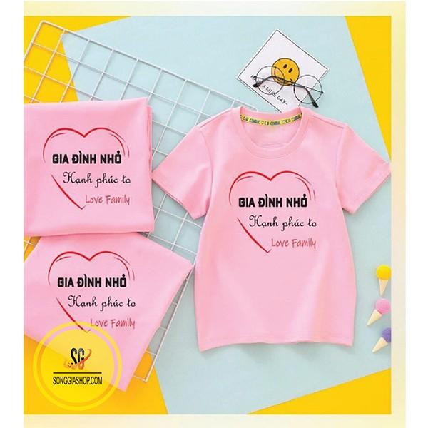 Áo gia đình Family Fun Đồng phục gia đình 3/4/5 người giá rẻ Thun cotton Màu hồng phấn GD297HN