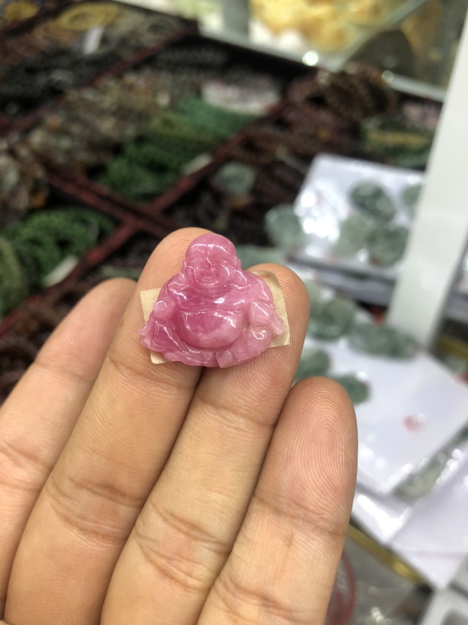 Mặt dây chuyền phật Di Lặc phong thủy đá Ruby